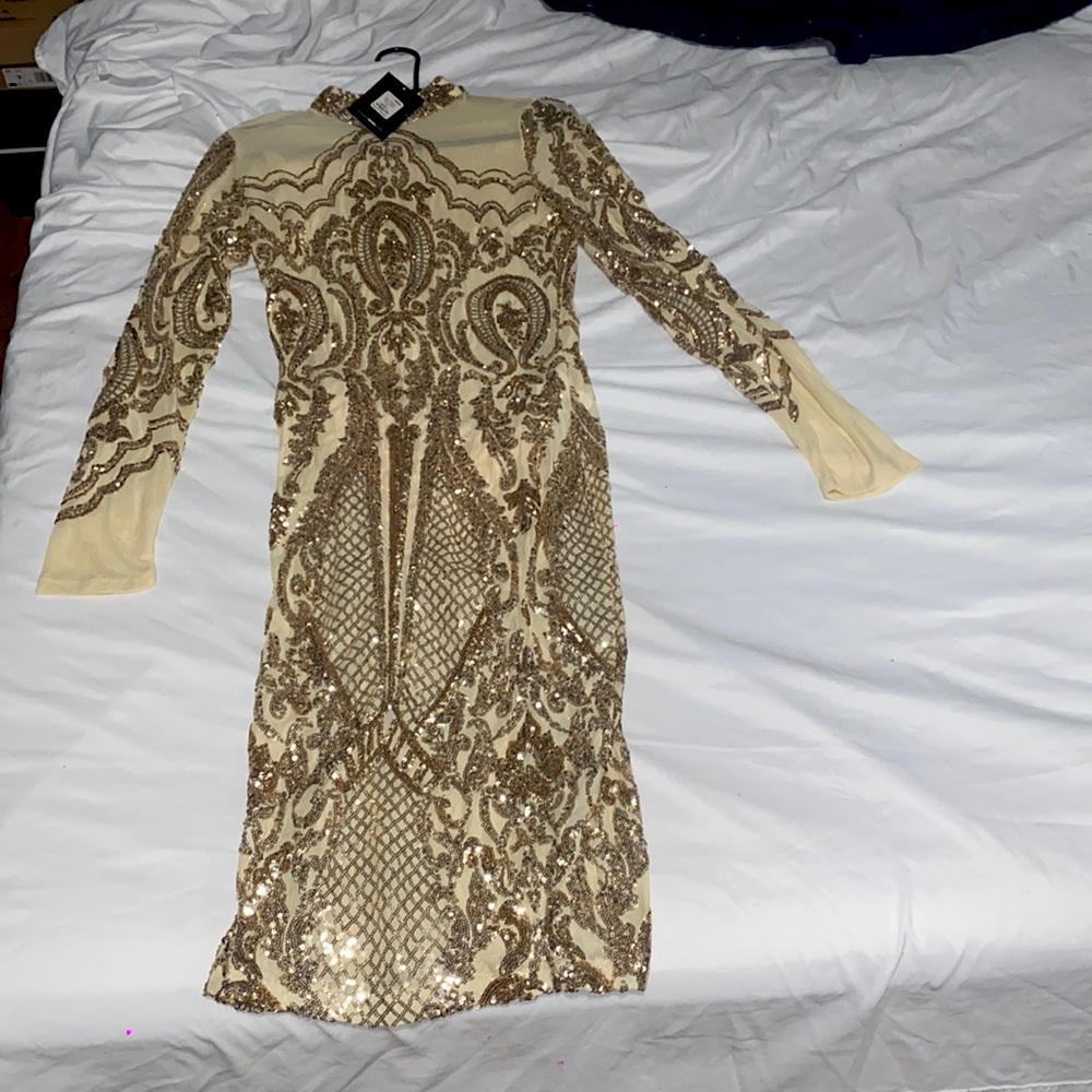 Gold long sleeve dress